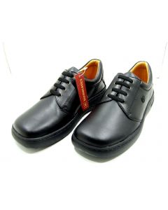 GARVALIN SCHOOL SHOES GIRLS BOYS UNISEX KIDS LEATHER FORMAL BLACK LACE UP