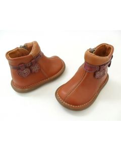 GARVALIN GIRLS SHOES BOOTS ZIP UP BUCKLE STRAP LEATHER SPAIN LIGHT BROWN SIZE 20