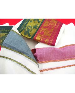 SAREE SARI INDIAN DESIGNER BLOUSE FABRIC HAND EMBROIDERED WEDDING COTTON MUSLIN BIRD DESIGN BORDERS CREAM