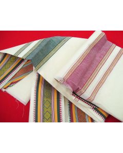 SAREE SARI INDIAN DESIGNER BLOUSE FABRIC HAND EMBROIDERED WEDDING COTTON MUSLIN DIAMOND DESIGN BORDERS CREAM