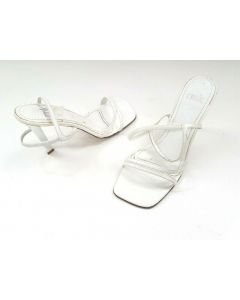 RMK LADIES DRESS SHOES SIZE 8 WHITE HEELS LEATHER TUBBY 23110 STRAP HIGH HEELS