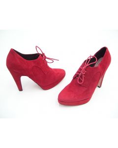 RMK SHOES ANKLE BOOTS LADIES RED SUEDE FORMAL DRESS HEELS PARTY SIZE 7.5 INIKA