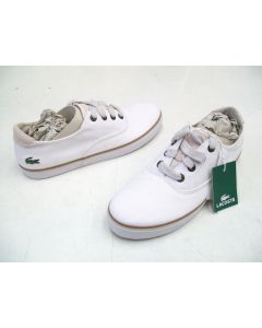 LACOSTE WHITE LEATHER CANVAS MENS LADIES UNISEX SHOES SIZE 6 IMATRA ESC