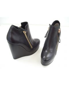 TONY BIANCO SHOES LADIES LEATHER ANKLE BOOTS DRESS LUCINDA BLACK WEDGES SIZE 7.5