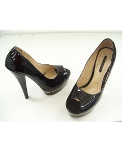TONY BIANCO SHOES LADIES BLACK PATENT PEEP TOE LEATHER HEELS DRESS FORMAL SIZE 6