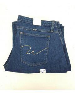 LADIES DENIM JEANS WRANGLER COWBOY CUT MID RISE BOOT NAVY SIZE 34 13 / 14