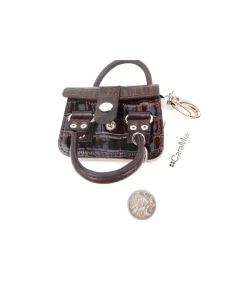 JEWELLERY KEY BAG RING POUCH DESIGNER CARA MIA MINI KEYS TINY HANDBAG BROWN