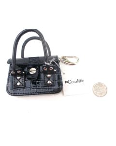 JEWELLERY KEY BAG RING POUCH DESIGNER CARA MIA MINI KEYS TINY HANDBAG BLACK
