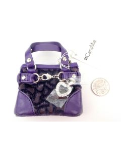 JEWELLERY KEY BAG RING POUCH DESIGNER CARA MIA MINI KEYS TINY HANDBAG PURPLE