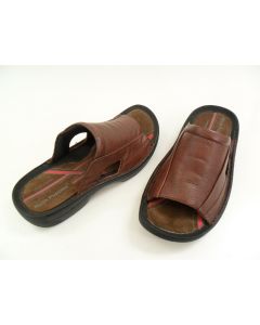 HUSH PUPPIES MENS LEATHER SANDALS SLIPPERS BROWN SHOES SIZE 6 CASUAL BOMBER