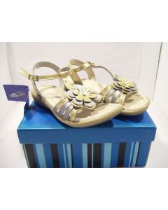GRO-SHU GIRLS SANDALS SHOES SIZE 12 DRESS CASUAL SUMMER CHRISTY SILVER GOLD KIDS