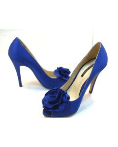 TONY BIANCO SHOES BLUE LADIES PEEP TOES HEELS DRESS SATIN FORMAL SIZE 6 BIPPY