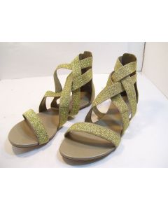 BONBONS GLADIATOR SANDALS LADIES SHOES FLIP FLOPS GOLD ANKLE GLITTER SIZE 5.5