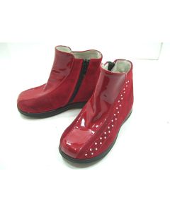 BIMBI GIRLS BOOTS RED PATENT LEATHER CASUAL DRESS SHOES ZIP UP SIZE 25 ITALY
