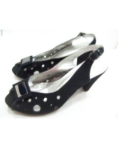 VIA NOVA LADIES SHOES SUEDE BLACK LEATHER FORMAL PEEP TOE ANKLE STRAP  EU38