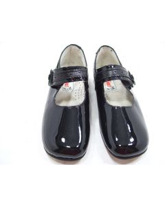 GIRLS SHOES BALLERINA BLACK PATENT LEATHER CASUAL GULLIVER DRESS FORMAL SIZE 29