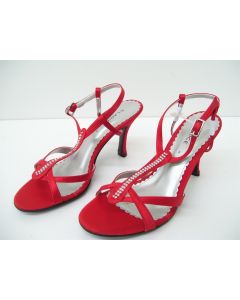 CLARICE RED SATIN LADIES FORMAL DRESS HEELS SHOES WEDDING PARTY DEWEY SIZE 6.5