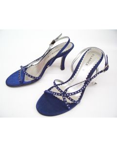 CLARICE NAVY SATIN LADIES FORMAL DRESS HEELS SHOES WEDDING PARTY BUDDY SIZE 6.5