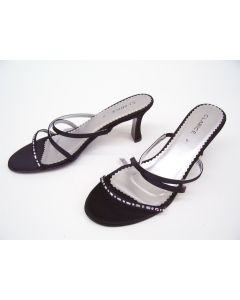 CLARICE BLACK SATIN LADIES FORMAL DRESS HEELS SHOES WEDDING PARTY SANDALS 6.5