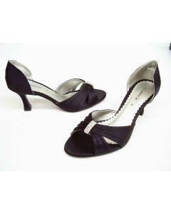 CLARICE BLACK SATIN LADIES FORMAL DRESS HEELS SHOES WEDDING PARTY ALLUM SIZE 6.5
