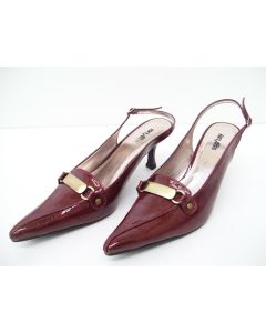 FORLARNO LADIES DRESS SHOES HEELS FORMAL POINTED TOE SIZE 7 BURGUNDY PATENT