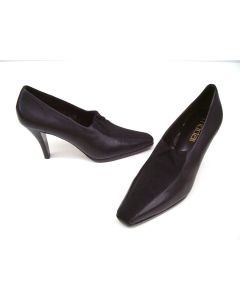 LADIES FORMAL WORK DRESS SHOES HEELS BLACK LEATHER SIZE 38 CLOSED TOE MODA SPANA