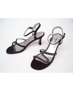 CLARICE BLACK SATIN LADIES FORMAL DRESS HEELS SHOES WEDDING PARTY FIESTA 7.5