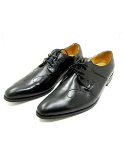 MENS BLACK FORMAL WORK US SIZE 12 SHOES LEATHER DRESS LACE VIA VENETO SIQNOR