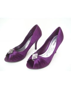 CLARICE PURPLE SATIN LADIES FORMAL DRESS HEELS SHOES WEDDING PARTY SIZE 8