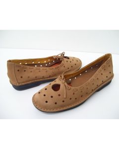 WHIM MILLA LADIES LEATHER FLAT FLATS CASUAL WORK DRESS SHOES TAN SIZE 10