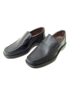 MENS BLACK FORMAL WORK US SIZE 7 SHOES LEATHER DRESS SLIP ON VIA VENETO CLINTON