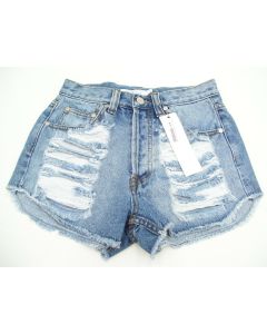 MINKPINK LADIES DENIM ACID WASH MINI SHORTS LIGHT BLUE 7 CASUAL BEACH SUMMER