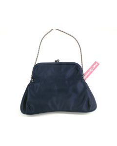 OLGA BERG LADIES CLUTCH PURSE DESIGNER EVENING NAVY HANDBAG DRESS CARRY CHAIN
