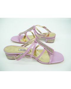 BALLIN LADIES SANDALS WOMENS LEATHER PATENT PINK CROC ITALY SIZE 38 CASUAL DRESS