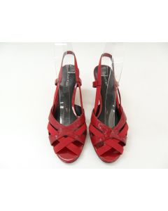 CALVIN KLEIN LADIES SHOES SIZE 7 HEELS DRESS WORK WEDGES RED PATENT PEEP TOE