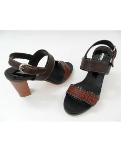 NINABAIRD HEELS LADIES SHOES DRESS FORMAL RED LEATHER ANKLE STRAP SIZE 36.5