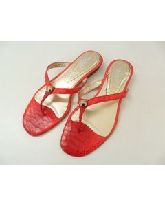 NINABAIRD RED LADIES SANDALS SIZE 36 SHOES DESIGNER LEATHER PYTHON MADE IN ITALY