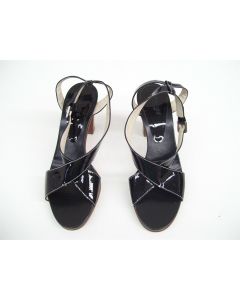 NINABAIRD HEELS LADIES SHOES DRESS FORMAL BLACK PATENT LEATHER STRAP SIZE 39