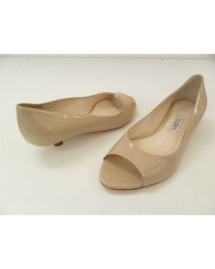 BALLIN PEEP TOE LADIES SHOES HEELS BEIGE PATENT LEATHER DRESS SIZE 36 ITALY