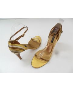 SERGIO ROSSI STILETTO ANKLE STRAP LADIES HEEL LEATHR SHOES GOLD/BRONZE S39 NEW