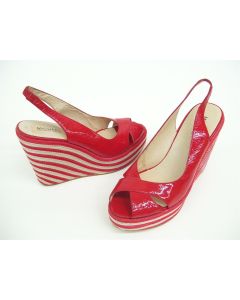 MICHAEL KORS CANVAS WEDGES PEEP TOE LADIES WOMENS DRESS SHOES FORMAL MELANIE 9.5