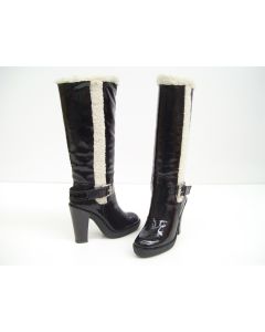 MICHAEL KORS BOOTS PATENT LEATHER BLACK LADIES WOMENS DERBY CRINKLED