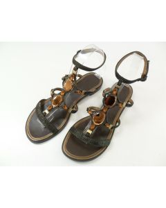 DOLCE VITA LADIES LEATHER SANDALS CASUAL DRESS ANKLE STRAP JEWELS BRONZE SIZE 37