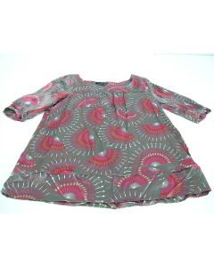 NOUGAT LONDON LADIES 100% Silk Sleeve Blouse Red Grey SIZE 2