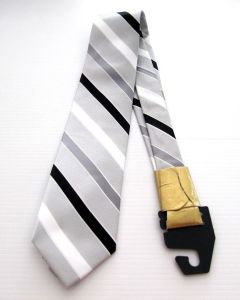 Carlo Visconti Mens Tie Formal Striped Handcrafted Italian BLACK WHITE GREY