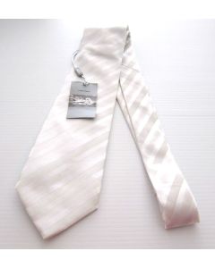 Mens Tie Formal Striped WHITE Handcrafted Necktie Classic SAINT RIVER