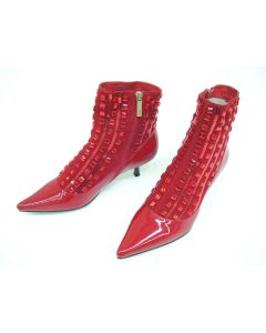 LADIES BOOTS RED PATENT SIZE 38 LEATHER DRESS FORMAL PARTY Heels VIA NOVA MAGICA