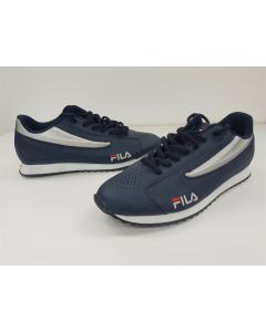 FILA EUROFAST LEA MENS SNEAKERS NAVY SIZE 10 US10 SILVER RED RUNNERS LEATHER