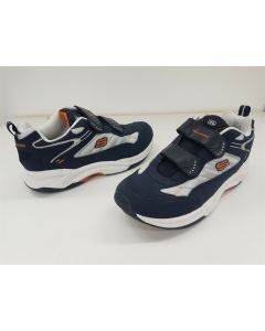 SKECHERS BOYS SNEAKERS SIZE 7 FRONTIERS RIM NAVY SILVER RUNNERS US7 LEATHER