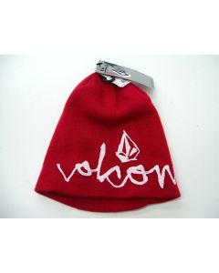 VOLCOM BEANIE WINTER BOYS GIRLS KIDS SNOWBOARDING SKIING WARM ONE SIZE RED WHITE